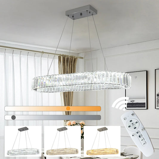 Crystal Oval Desig Led Chandelier Modern Large Crystal Pendant Hanging Light Fixtures for Living Room Bedroom Ceiling Lustres
