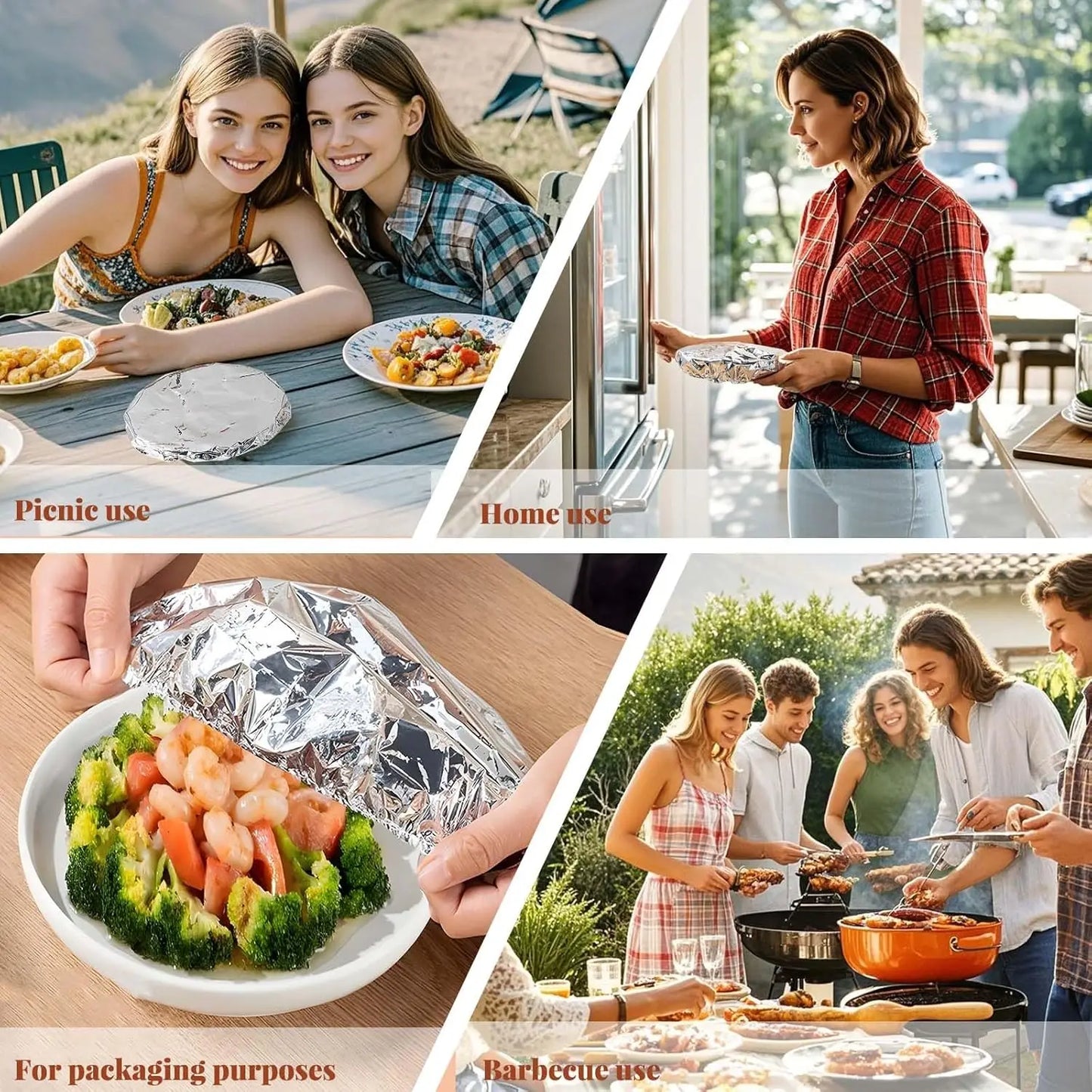 Eco Friendly Reusable Aluminum Foil Covers Durable Insulation Food Wraps for Bowls Dishes Kitchen Storage Cooking Party BBQ