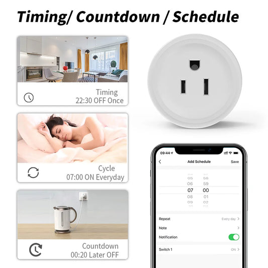 Smart Wifi Plug US Standard Wireless Outlet 10A Remote Control Smart Home Appliances Work with Alexa Google Home