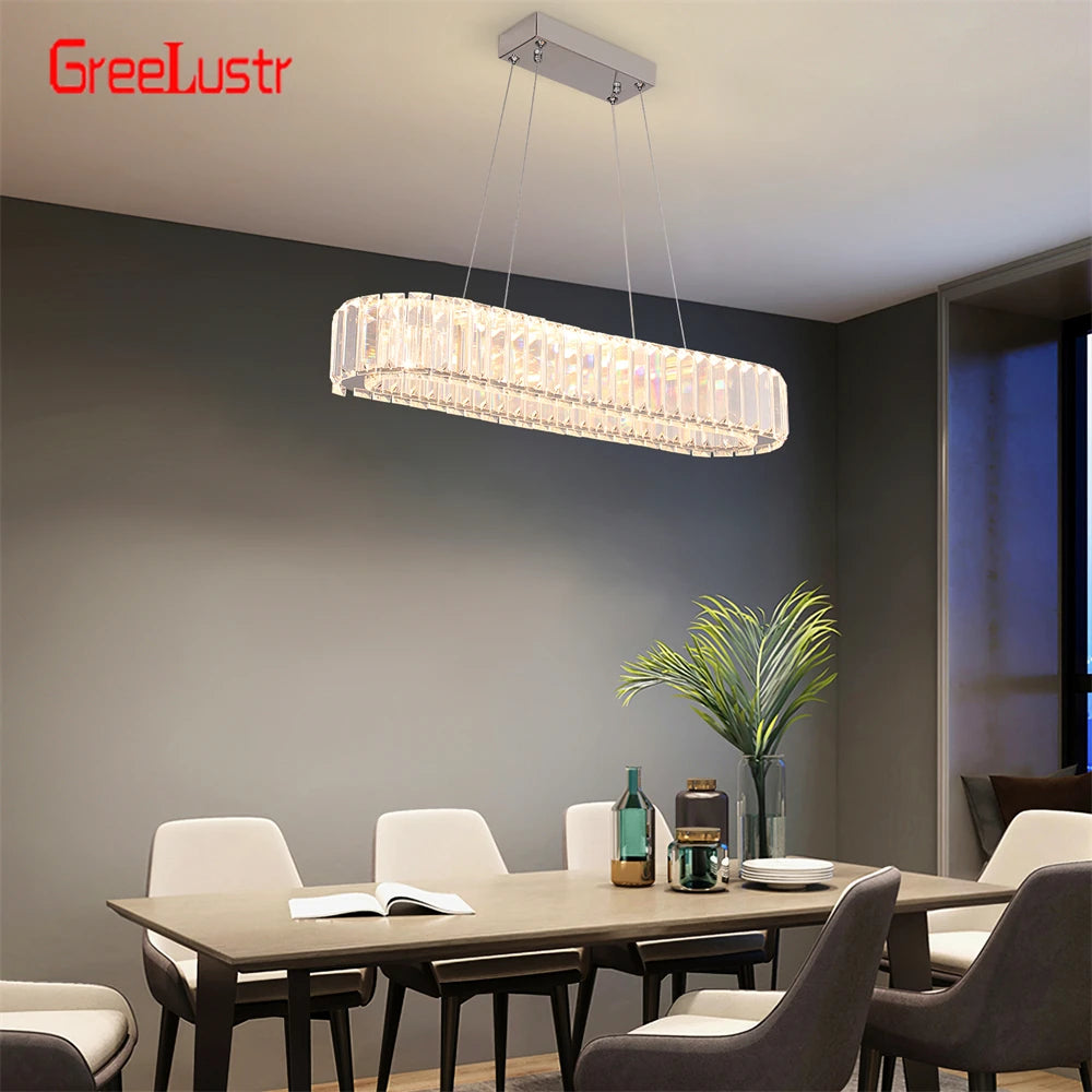 Crystal Oval Desig Led Chandelier Modern Large Crystal Pendant Hanging Light Fixtures for Living Room Bedroom Ceiling Lustres