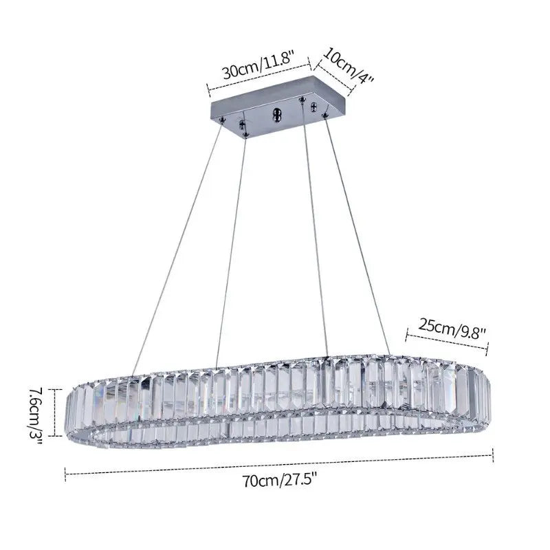 Crystal Oval Desig Led Chandelier Modern Large Crystal Pendant Hanging Light Fixtures for Living Room Bedroom Ceiling Lustres