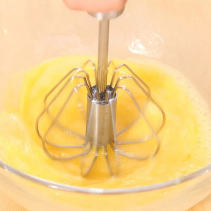 Semi-Automatic Egg Beater Steel Egg Whisk Manual Hand Mixer Self Turning Egg Stirrer Kitchen Accessories Egg Tools 304 Stainless
