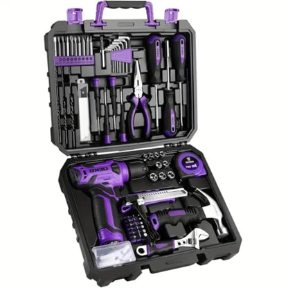 128Pcs Power Tool Set with 8V Cordless Drill/Driver