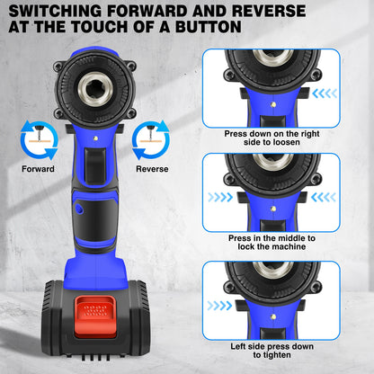 21V Cordless Power Drill,Handheld Screwdriver Drill Set with 25+1 Torque Setting,1.5Ah Li-Ion Battery&Fast Charger,2-Gear Drill