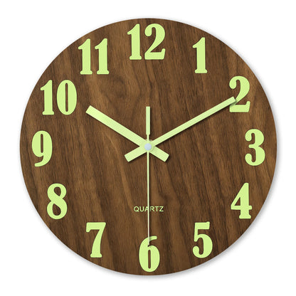 Luminous Wooden Wall Clock – Silent Non-Ticking Design