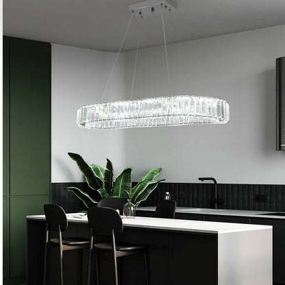 Modern Oval Crystal LED Chandelier Ceiling Light