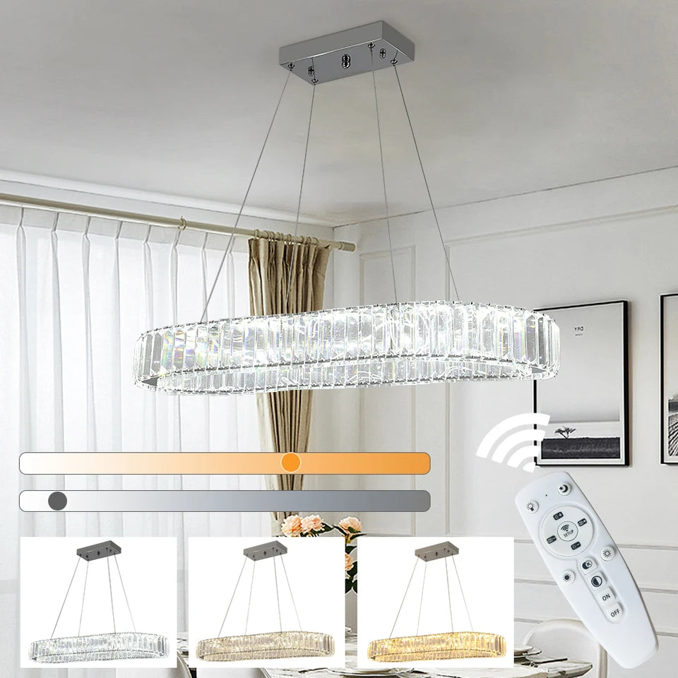 Modern Oval Crystal LED Chandelier Ceiling Light