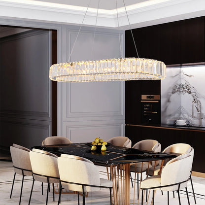 Modern Oval Crystal LED Chandelier Ceiling Light
