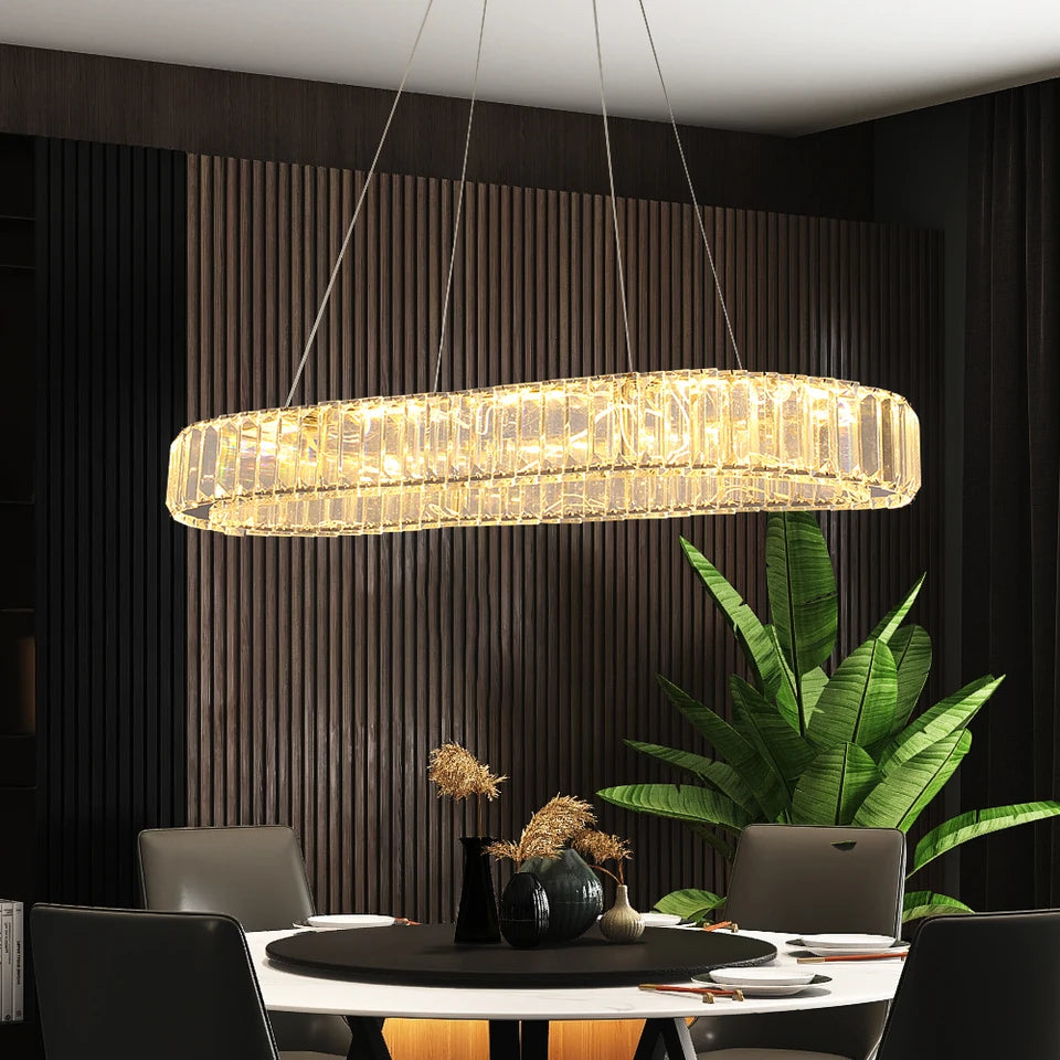 Modern Oval Crystal LED Chandelier Ceiling Light