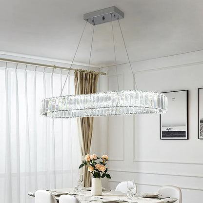 Modern Oval Crystal LED Chandelier Ceiling Light