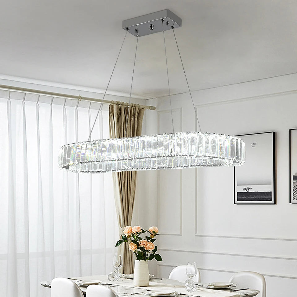 Modern Oval Crystal LED Chandelier Ceiling Light