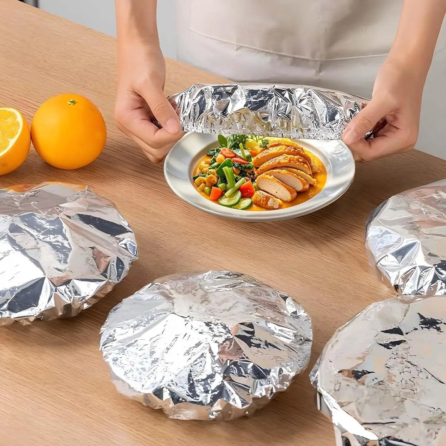 Eco Friendly Reusable Aluminum Foil Covers Durable Insulation Food Wraps for Bowls Dishes Kitchen Storage Cooking Party BBQ