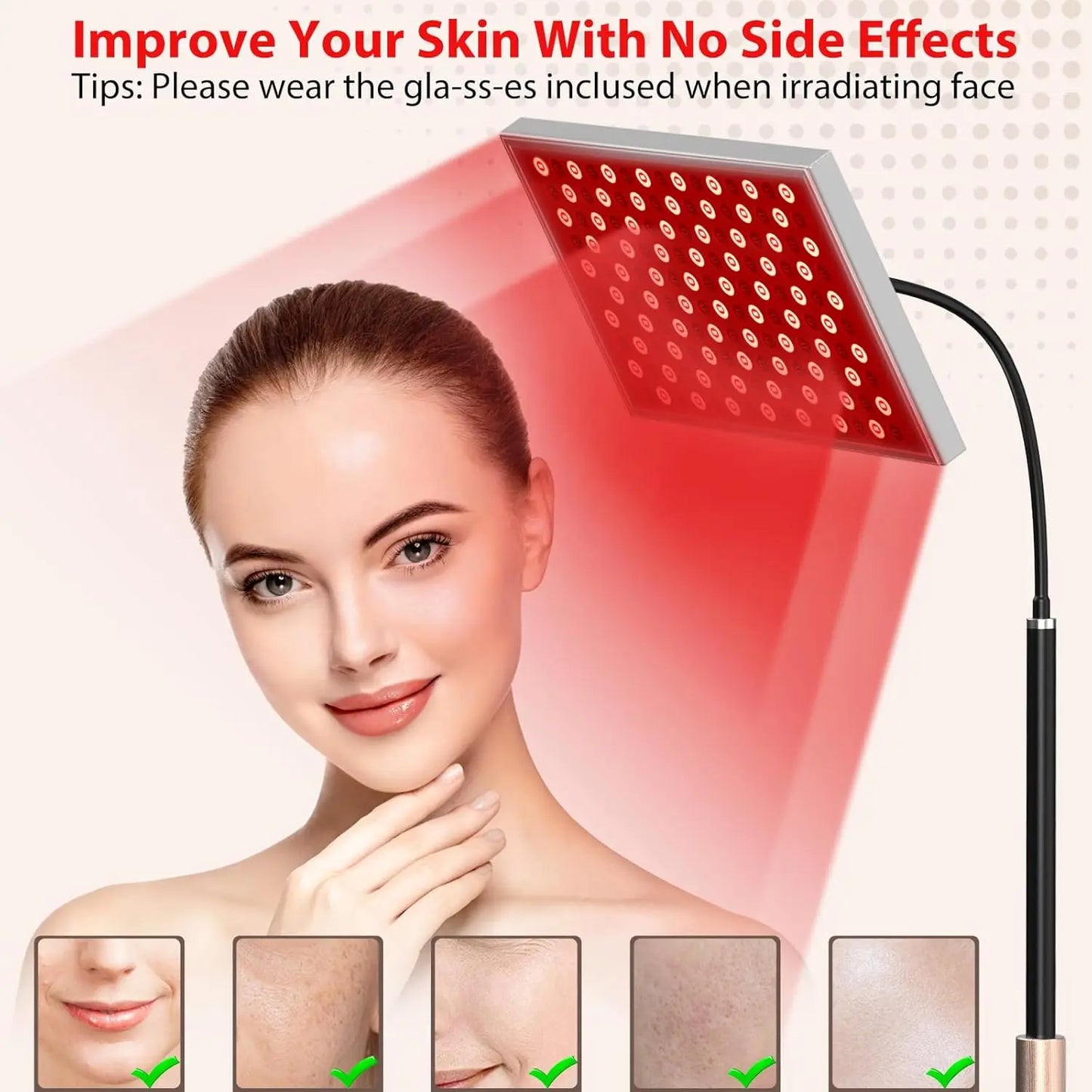 Red Light Therapy Lamp,660&850 Nm NIR LED Panel Light with Adjustable Stand,Infrared Red Light Therapy Device for Full Body Skin