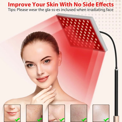 Red Light Therapy Lamp,660&850 Nm NIR LED Panel Light with Adjustable Stand,Infrared Red Light Therapy Device for Full Body Skin