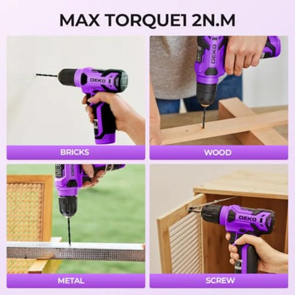 128Pcs Power Tool Set with 8V Cordless Drill/Driver