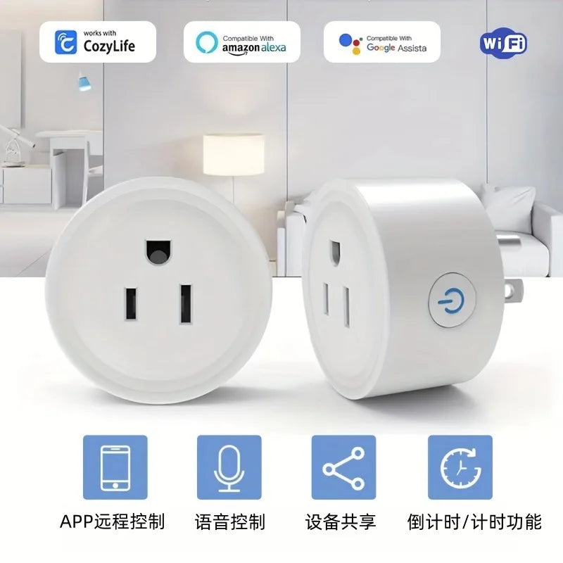 Smart Wifi Plug US Standard Wireless Outlet 10A Remote Control Smart Home Appliances Work with Alexa Google Home