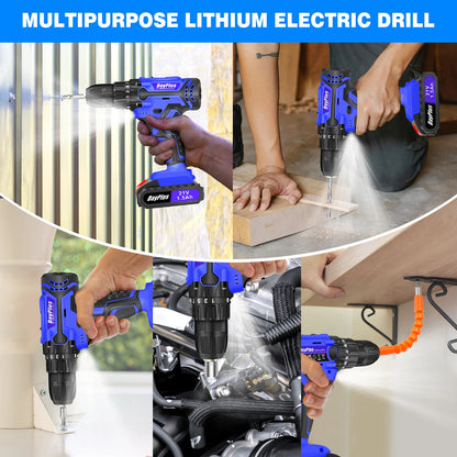 21V Cordless Power Drill,Handheld Screwdriver Drill Set with 25+1 Torque Setting,1.5Ah Li-Ion Battery&Fast Charger,2-Gear Drill