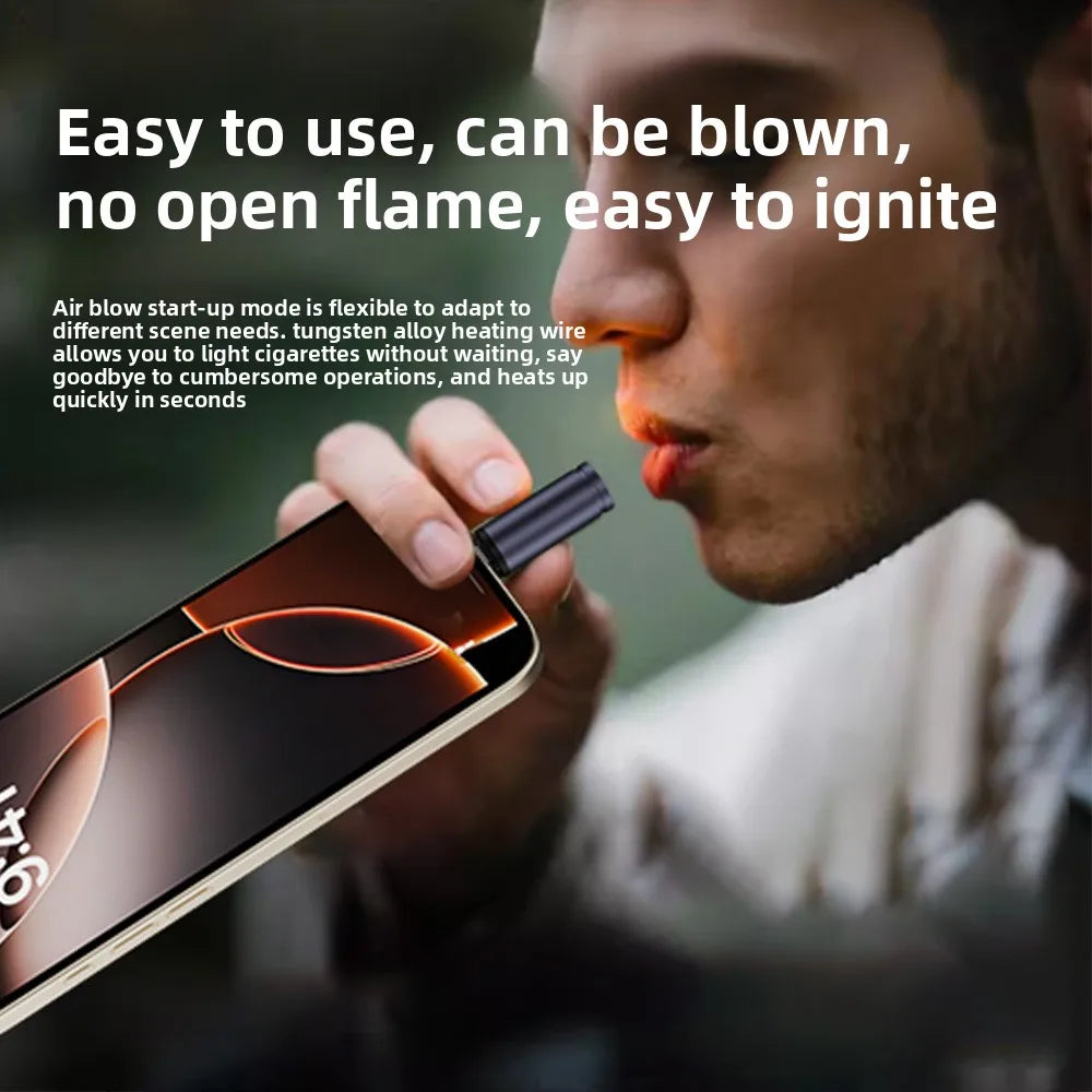 Mini Blowing Cigarette Lighter TYPE-C Plug Portable OTG Output Low Consumption Lighter Windproof USB-C