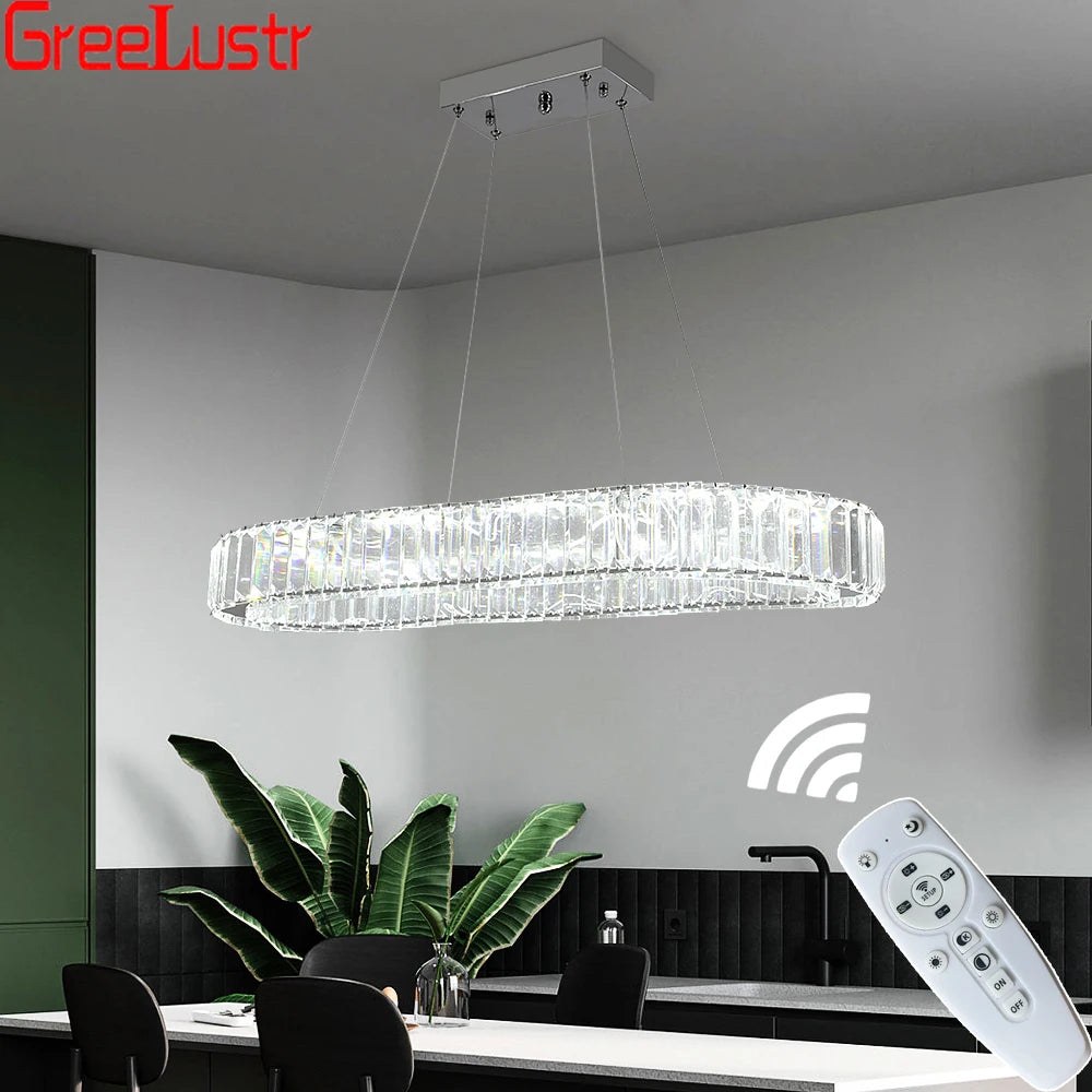 Crystal Oval Desig Led Chandelier Modern Large Crystal Pendant Hanging Light Fixtures for Living Room Bedroom Ceiling Lustres